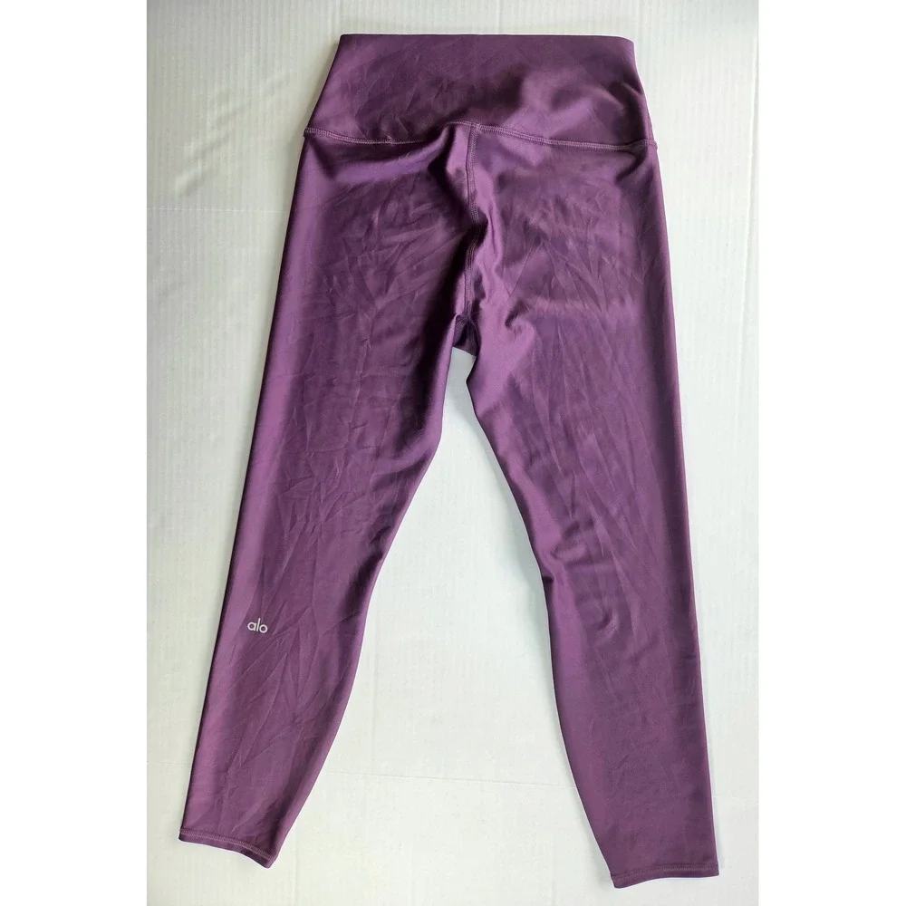 Alo Yoga Womens High Waist Crossover Leggings Plum Purple Size L